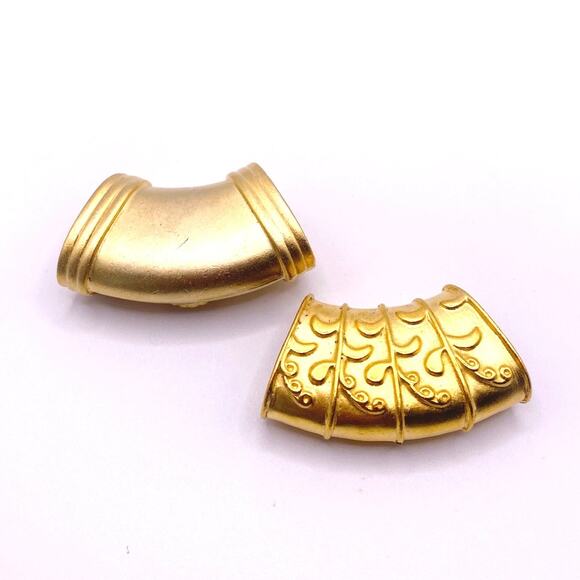 Vintage Ann Cahill Pair of Scarf Tubes Decoration Gold Tone - Picture 3 of 5